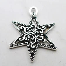 40PCS Antique Silver Tone Metal Star Charm Pendant JHS559