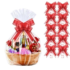 16x24 Clear Cellophane Gift Bags - Includes Bows – 10 Pack Cellophane Wrap fo...