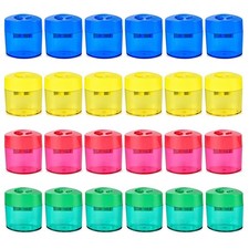 Manual Dual Hole Pencil Sharpener Set Oval-24 Assorted Color Small 24Pcs