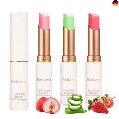 3 Packs Jelly Lipstick Set, Fruit Color Change Lip Balm Set, Peach Aloe Vera