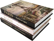 Coffee Table Decorative Book Boxes, Chic Set of 3 for Home