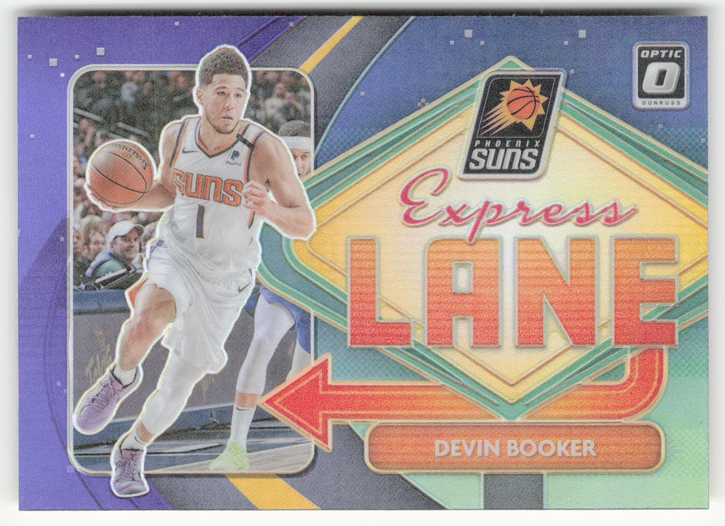 2020-21 Donruss Optic #12 Devin Booker Express Lane Purple