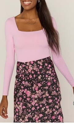 New Francesca s Yummi Bodysuit Lilac Women s XL Long Sleeve Comfy