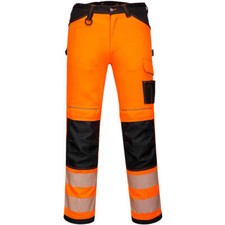 Image of Portwest PW3 Womens Hi Vis Stretch Work Trousers Orange / Black 38" 31"