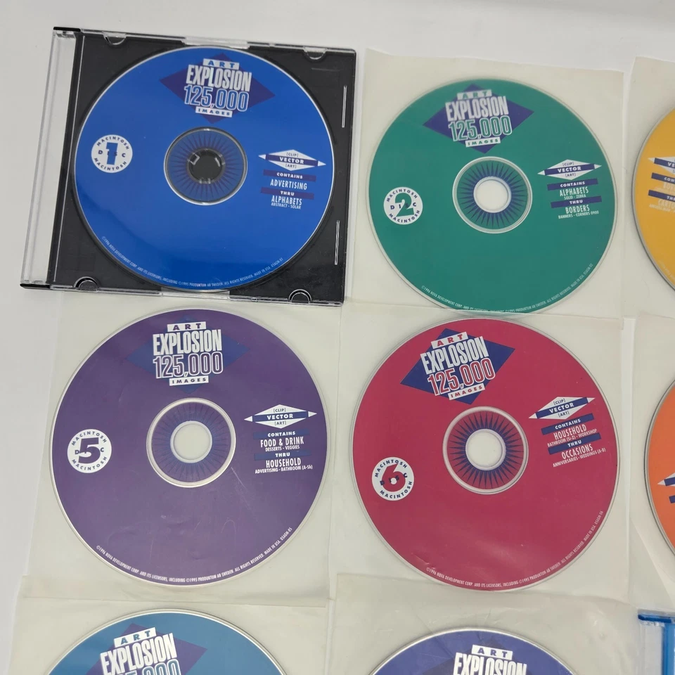 Vintage Macintosh Art Explosion 750,000 Design Software 13 Disc Set 1996 Unused - Image 2 of 4