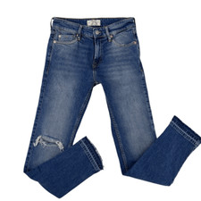 We The Free People Size 25 Raw Hem Stretch Denim Jeans Straight Leg Slim