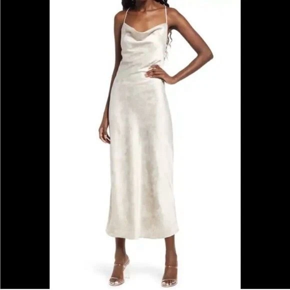 Cowl neck clearance slip dress white