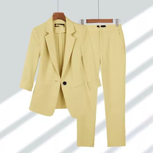 Damen Hosen 2-teiliges Set Frühling Büro Damen Anzug Blazer Mantel Hose Outfits - Bild 9 von 18