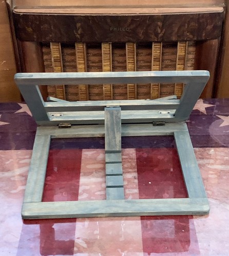 Musicians Portable, Light & Foldable Wood Blue Stained Music, Ipad or Book Stand - Picture 8 of 8
