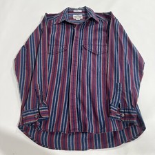 Vtg Levi Western Wear Diamond Label Sz M Striped 90s Button Up