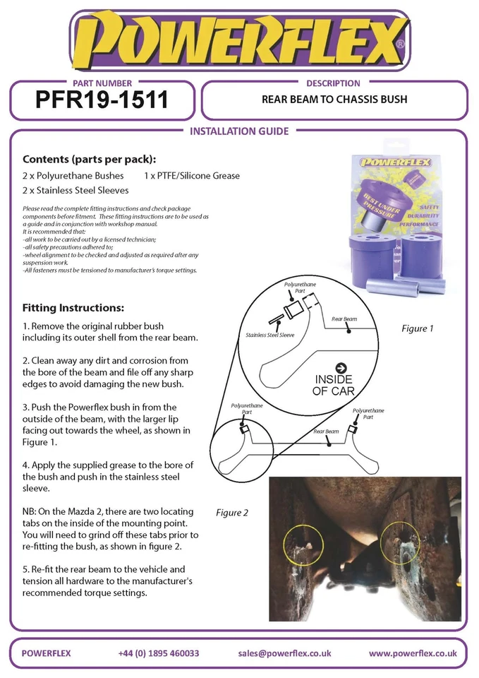 Powerflex Rear Beam To Chassis Bushes Fits Ford Fiesta Mk7 (07/08-) PFR19-1511 - Image 3 of 4