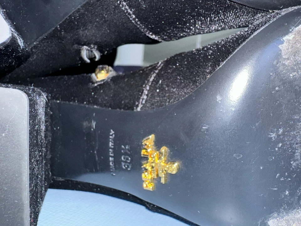 PRADA Authentic Black Velvet & Logo Tall Boots New Original Dust Bag  Sz: 38.5 - image 3 of 4