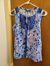 Rafaella Ladies Size Small S Sleeveless Split Neck With Tie Fashion Top -  New