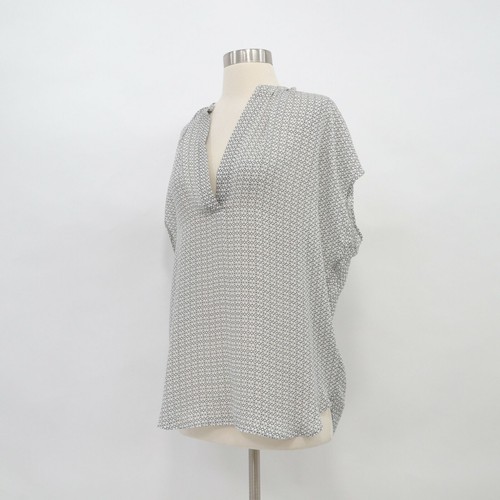 Vince Seide Bluse Oberteil Damen XS Kurzarm V-Ausschnitt schwarz weiß Print Oversized - Bild 5 von 11