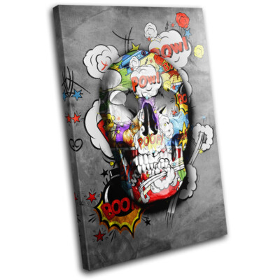 Pop Art Comic Book Skull Urban Abstract SINGLE Leinwand Kunst Bild drucken