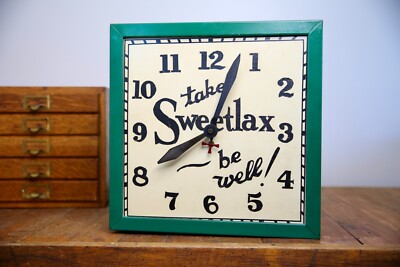 Vintage Sweetlax Advertising Spinner Clock Sign Medicine Pharmacy Prototype RARE