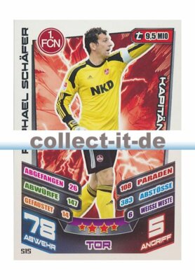 Match Attax Extra 13/14 - 515 - RAPHAEL SCHÄFER - 1. FC Nürnberg - Kapitän
