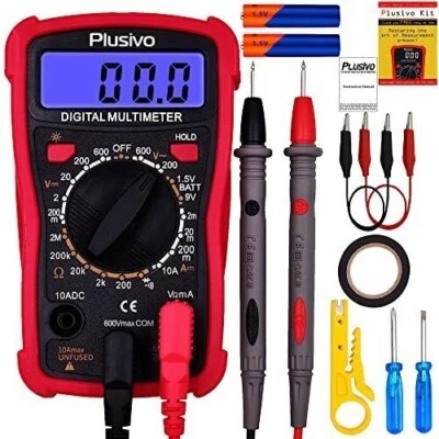 Plusivo Digital Multimeter Measuring Voltage Resistance Current Meter AC DC