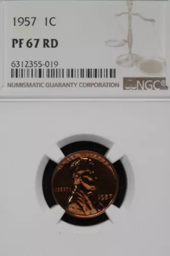 1957 Proof Lincoln Wheat Cent NGC PF67RD - *DoubleJCoins* 8008-01