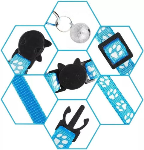 12x Safety Release Kitten Collar Quick Release Reflective Bell Hi Vis Adjustable - Picture 5 of 9