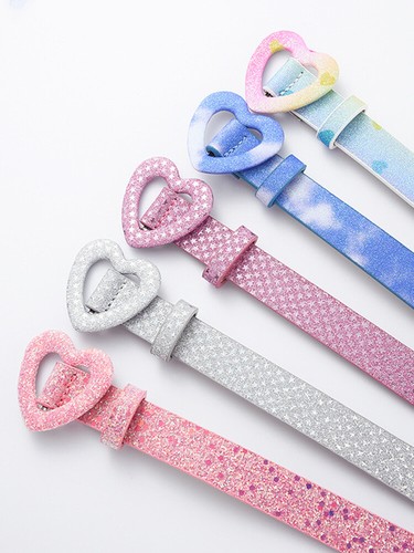 Kid Girl Boys Toddler Shiny Waist Belt Adjustable Buckle PU Leather Waistband N - Picture 9 of 26