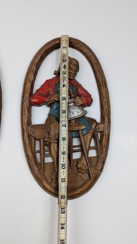 MCM Sexton 1970 Metal Wall Art Craftsman Men Set of 2 Made in USA 12” Vintage - Picture 4 of 13