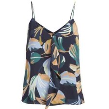Amanda  Uprichard Navy  Orange Floral V-Neck Jacoby Tank - Women S