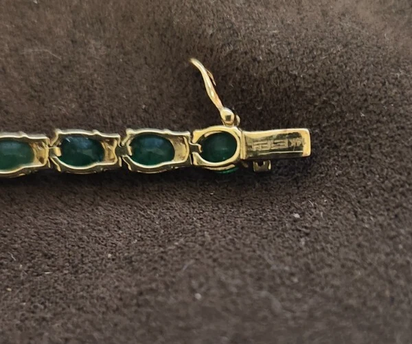 Pulsera EFFY oro 14 quilates verde esmeralda y diamantes talla 7 1/4 Foto 4 de 4