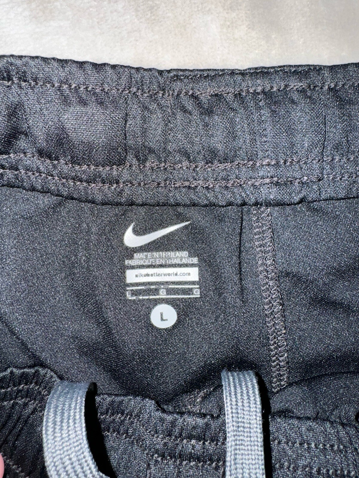 Nike Track Pants Mens Large Black Dri-Fit Drawstring Pocket Active Swoosh Flaw
