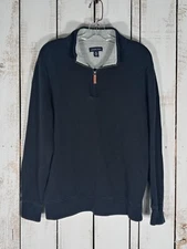 Lands End Sweater Mens XL Slim Fit 1/4 Zip Pullover Sweater Cotton Navy Jacket