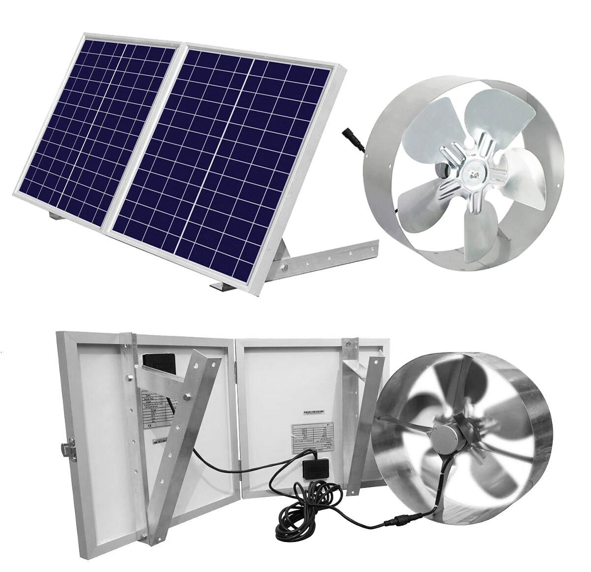 US65W DC 12V Motor Solar Attic RV Exhaust Fan with Solar Panel Plug and  Play | eBay