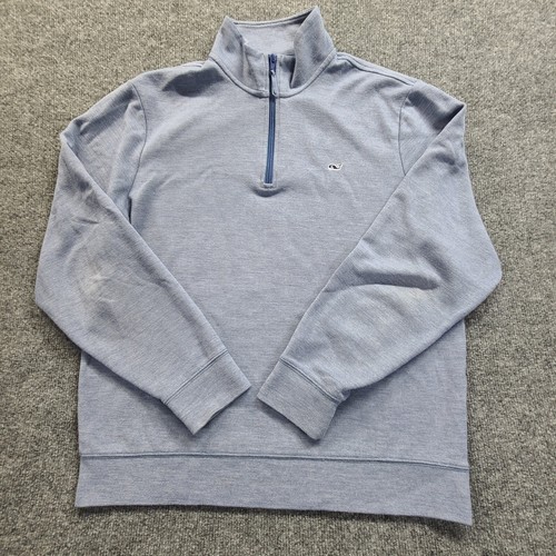 Vineyard Vines Pullover Mens Medium Light Blue 1/4 Zip Stretch Fleece Lined - Picture 2 of 19