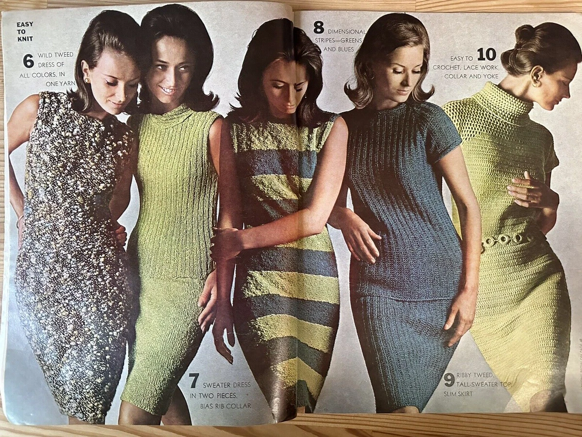 Vintage 1960s S/S 1967 Vogue Knitting Patterns~ DRESSES~ Tops~ Skirts~  Jackets+