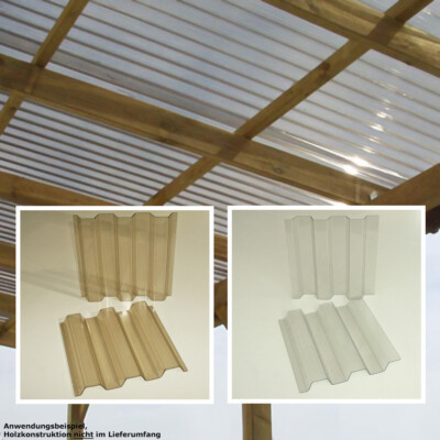 PVC Wellplatten 3x3 m, Lichtplatten Set hagelfest Trapezprofil, klar + bronze