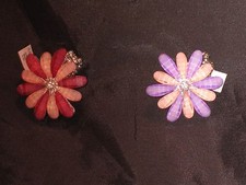 Beautiful Flower Crystal Jewelry Stretch Ring Purple Pink Blossom NEW