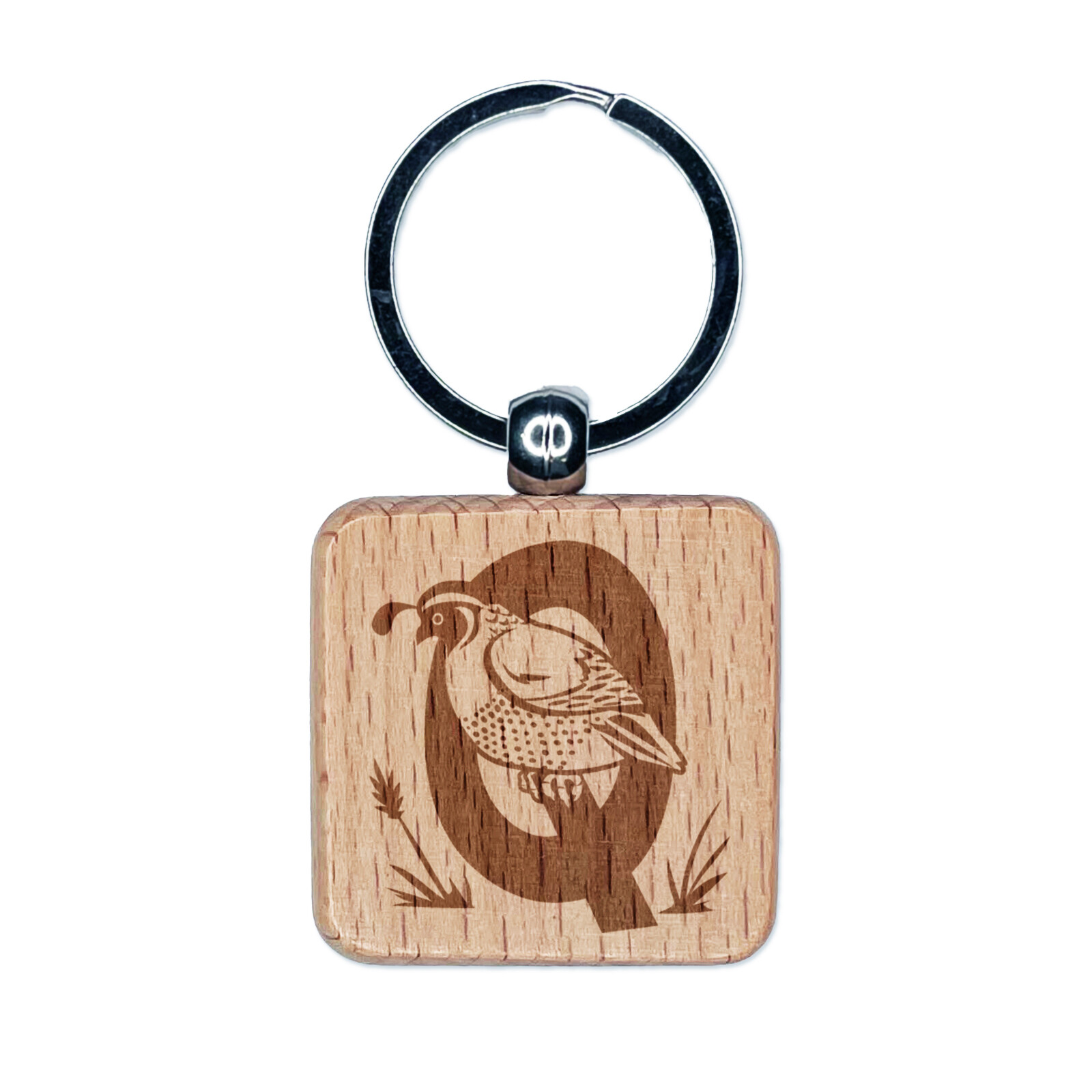 Engraved Wooden Quail Letter Q Keychain Charm Alphabet Animal  