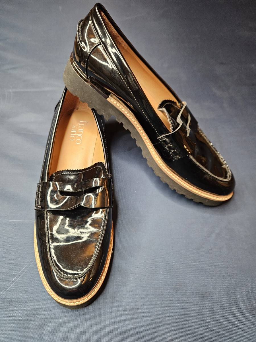 Franco Sarto Cedra Black Patent Leather Penny Loafers 8M | eBay display picture 1