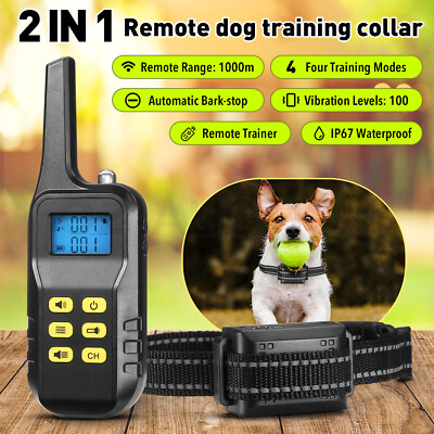 Dog Training Collar Remote Control 1000M Anti Bark Vibration Pet