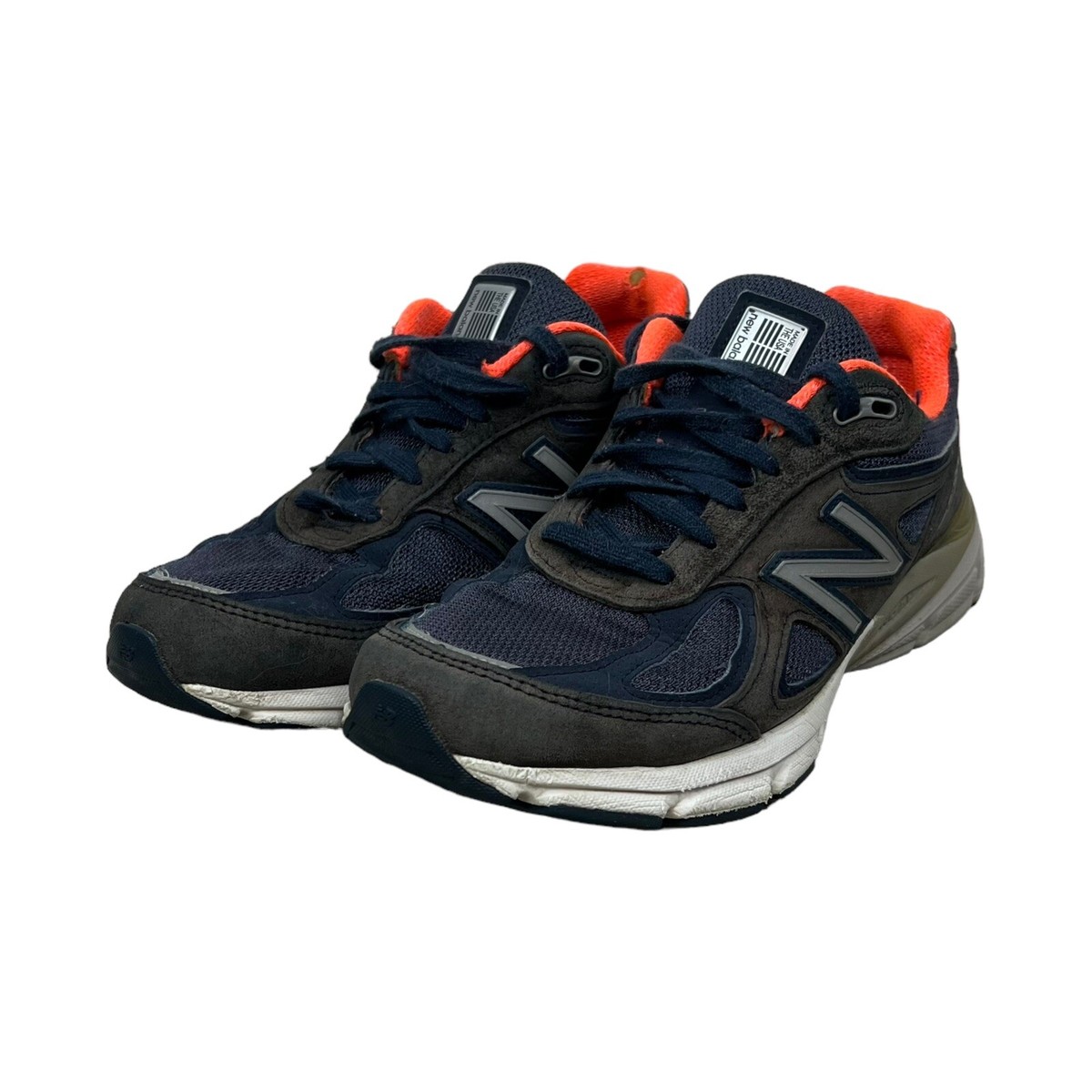 Women's New Balance 990v4 Running Shoes Navy Blue Orange