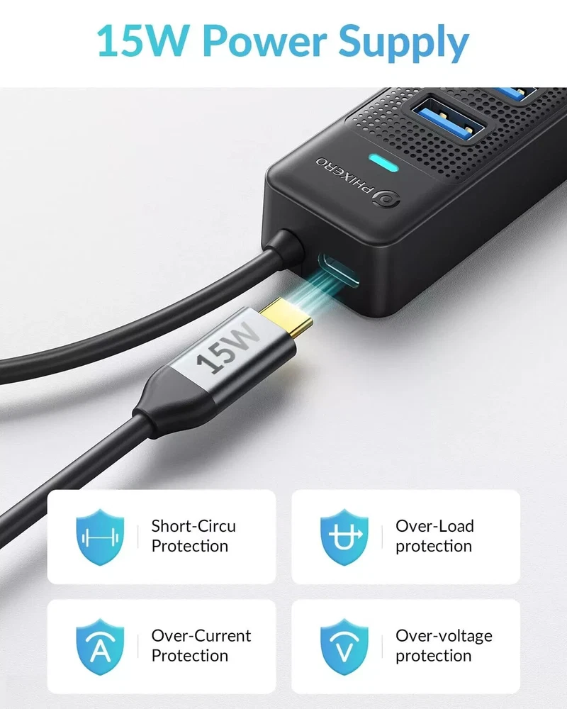 7-Port USB 3.0 Hub with 3.3ft Cable for Multiple Devices