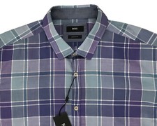 Men's HUGO BOSS Tonal Blue Purple Pastel Plaid LOK Shirt XL XLarge NWT NEW 145