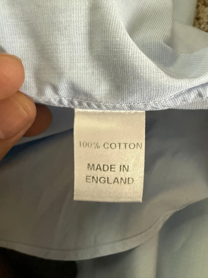 Dunhill Hombre Camisa de Vestir, Azul Claro, Talla 16, Hecho en Inglaterra Camisa Formal Foto 4 de 4