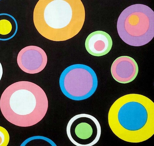 Polka Dots Bullseye Target Black Orange Yellow Green Blue Cotton Fabric YOU PICK