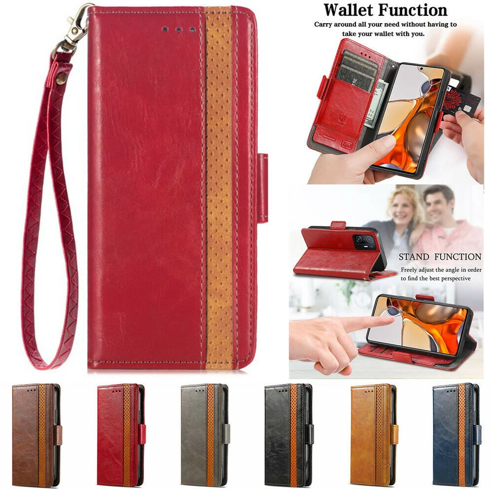 Luxury Splice Leather Wallet Cover Case For 17 16 15 14 13 12 11 Pro Max 7 8 XR - Image 2 of 4