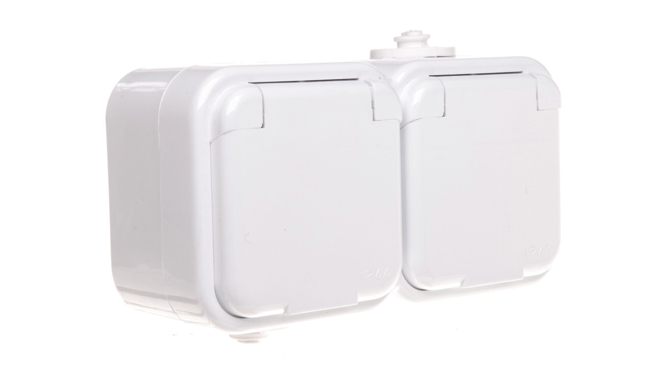 DELFINA Double hermetic socket with / u IP44 white flap GNH-2DZ / 00 / w /T2UK