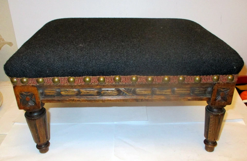 Antiguo REPOSAPIÉS FRANCÉS Luis XVl Madera Tallada De Colección Reposapiés Cañas Foto 3 de 4