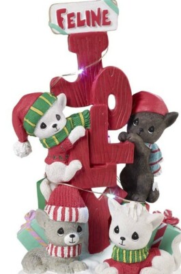 Precious Moments Feline Jolly LED Musical Cat Lovers Christmas 201109 BRAND NEW