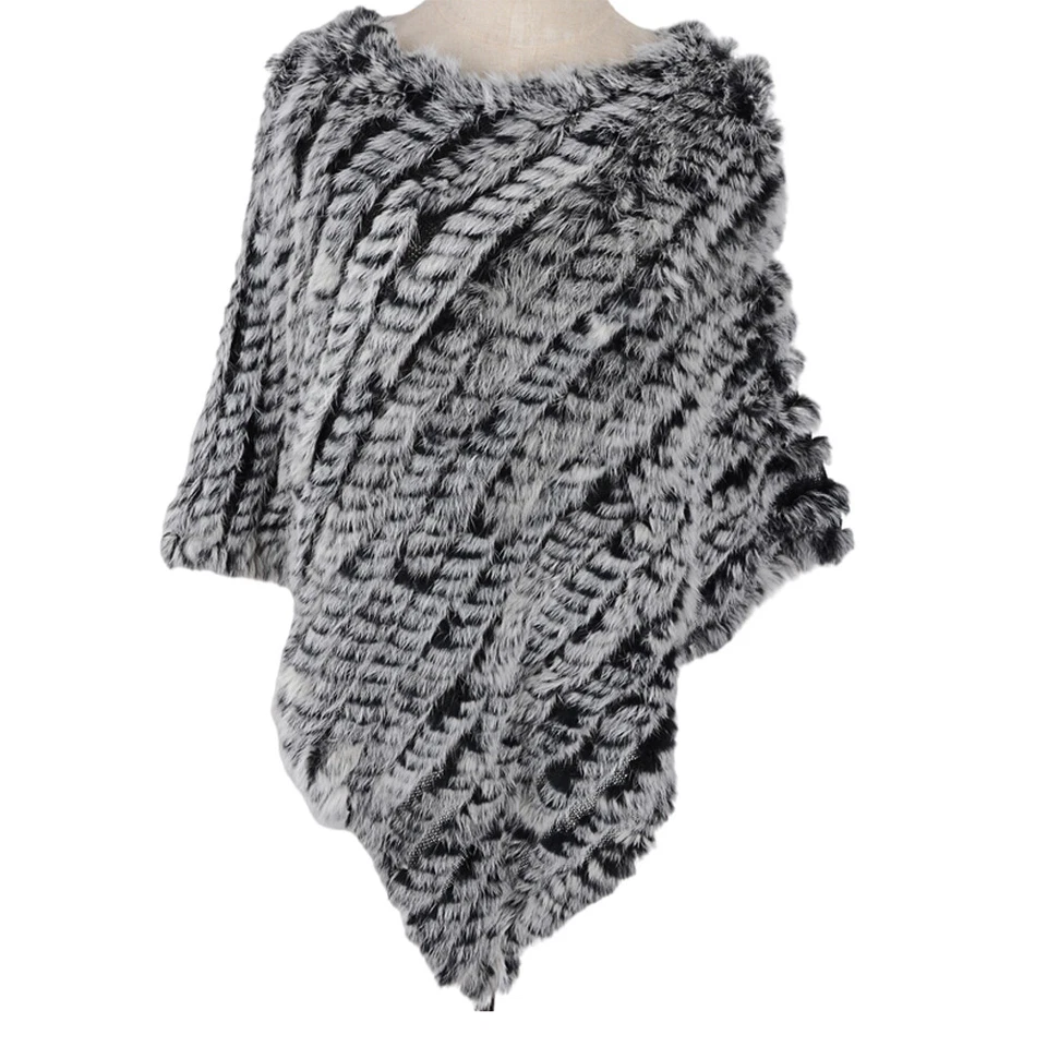 Poncho de piel de conejo real abrigo pulóver capa envolturas novia boda fiesta accesorios Foto 4 de 4