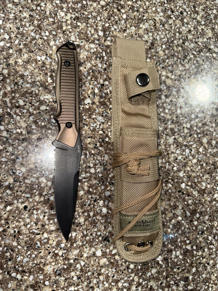 Benchmade 140BKSN Nimravus 4.5" Blade, Coyote Aluminum Handles, Coyote Sheath - Image 3 of 4