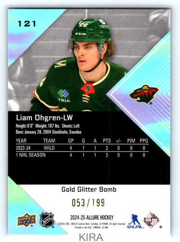 2024-25 Upper Deck Allure - Liam Ohgren #121 - Rookie Gold Glitter Bomb /199 - Bild 2 von 2